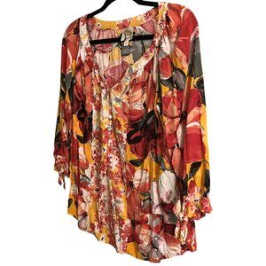 Abercrobie & Fitch Fig & Flower Womens 2XL XXL Tropical Floral Blouse